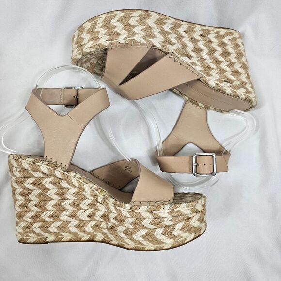 Sigerson Morrison Arien Platform Wedge Espadrille Sandals in Beige Nude - Size 7 - Picture 9 of 12